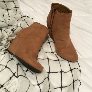 Cute suede wedge booties